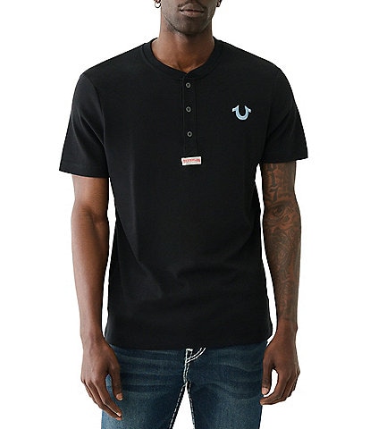 True Religion Short Sleeve Interlock Henley T-Shirt