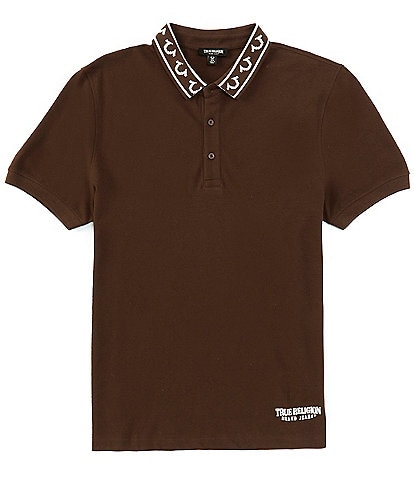 True Religion Short Sleeve Relaxed Branded Collar Polo Shirt