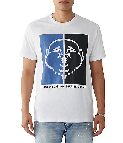 True Religion Two-Tone Buddha Face Short Sleeve Graphic T-Shirt