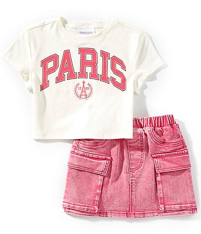 Tween Diva Big Girls 7-12 Paris Graphic T-Shirt & Cargo Skirt 2-Piece Set