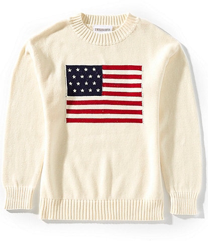 Tween Diva Big Girls 7-16 Long-Sleeve American Flag Motif Oversized Sweater