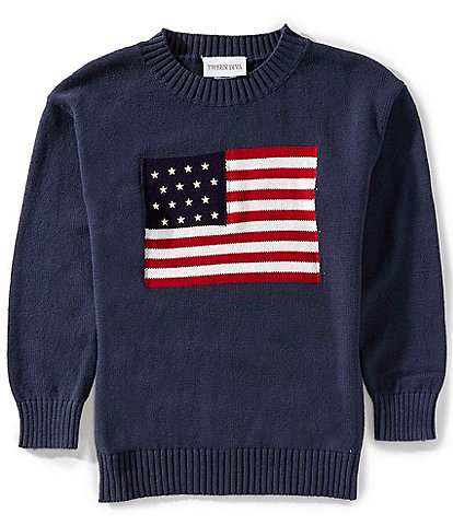 Tween Diva Big Girls 7-16 Long-Sleeve American Flag Motif Oversized Sweater