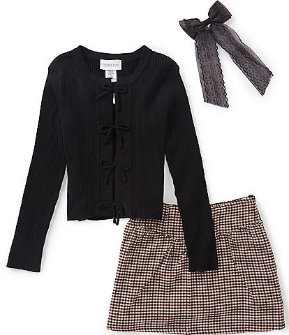 Tween Diva Big Girls Long-Sleeve Solid Cardigan & Printed Skirt Set