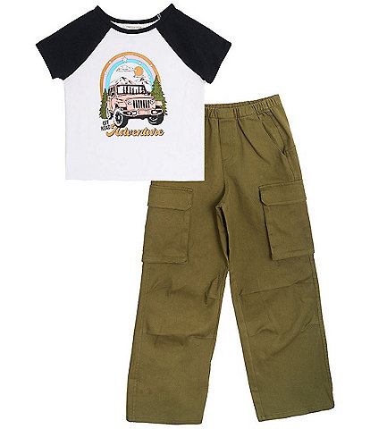 Tween Diva Big Girls Raglan Graphic T-Shirt & Cargo Pants Set