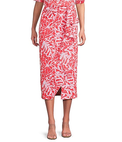tyler boe Josephine Floral Wrap Coordinating Midi Skirt