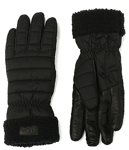 UGG Women's Aw UGGFluff Cuff Traditional Five Finger Gloves