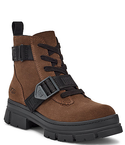 UGG Ashton Lace-Up Buckled Waterproof Suede Booties