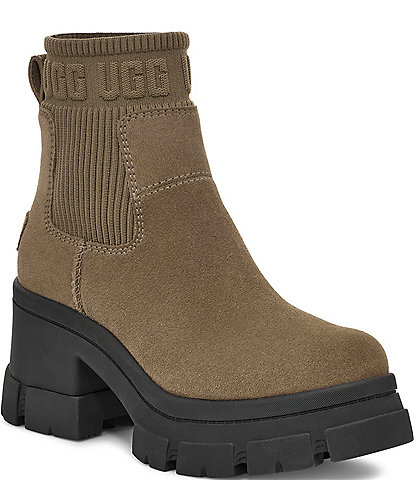 UGG Brooklyn Waterproof Suede Platform Lug Sole Chelsea Booties