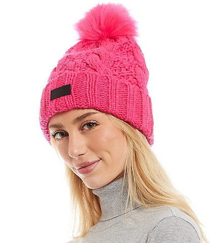 UGG Cable Knit Faux Fur Pom Beanie
