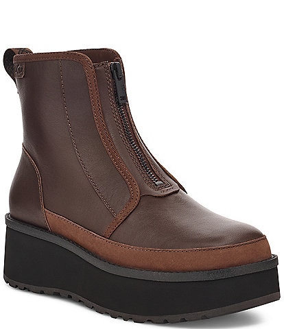 UGG Cityfunc Zip Leather Platform Wedge Booties