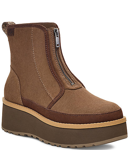 UGG Cityfunc Zip Suede Platform Wedge Booties