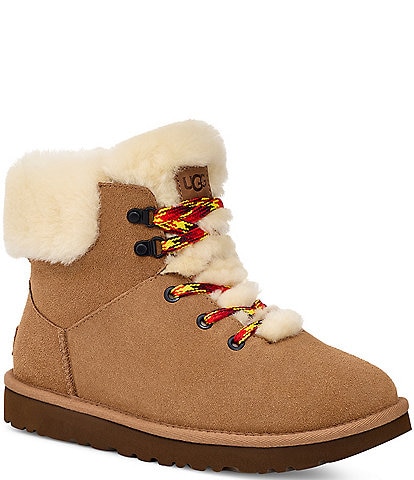 UGG Classic Mini Alpine Lace Suede Hiker Inspired Cold Weather Booties