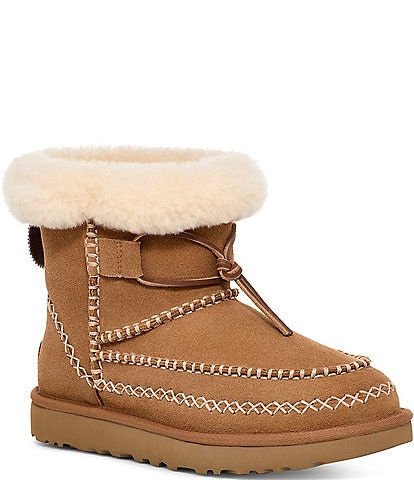 UGG Classic Mini Alpine Suede Fur Collar Booties