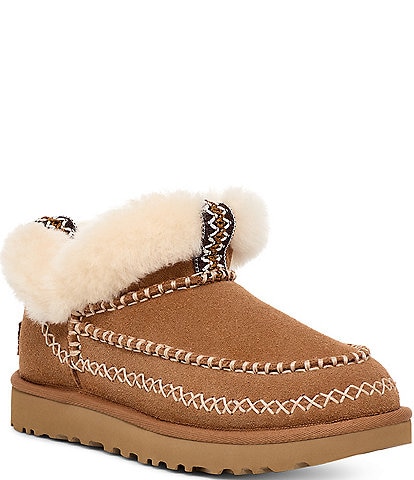 UGG Classic Ultra Mini Alpine Fur Collar Suede Booties