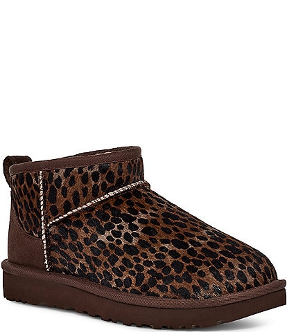 UGG Classic Ultra Mini Caspian Spotted Animal Print Calf Hair Booties