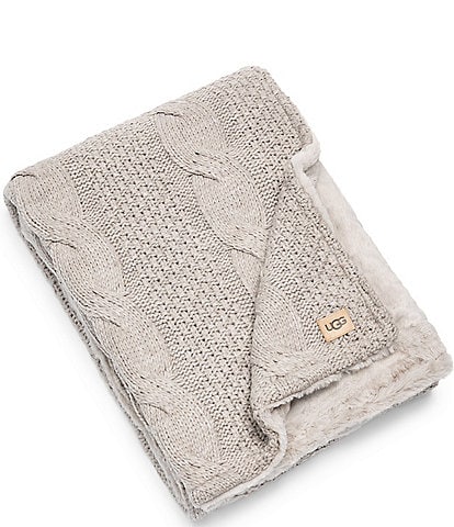 UGG Erie Cable Knit Faux Fur Throw