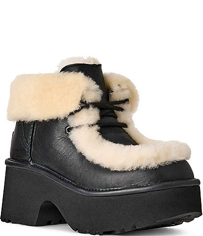 UGG Esmee Lace Up Leather Platform Booties