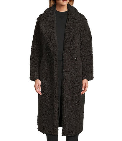 UGG Gertrude Long Teddy Double Breasted Notch Lapel Coat