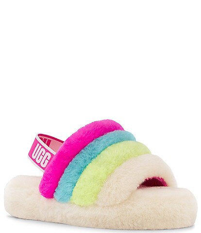 UGG® Girls' Fluff Yeah Logo Detail Slide Slippers (Youth)