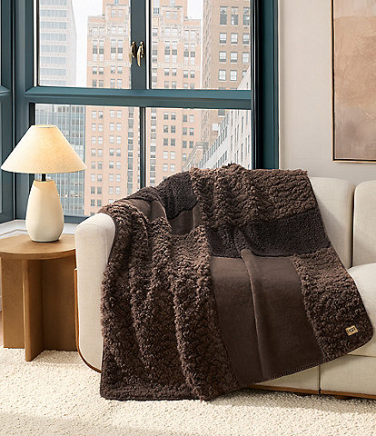 UGG Harlan Textured Patchwork Design Throw Blanket