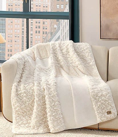 UGG Harlan Textured Patchwork Design Throw Blanket