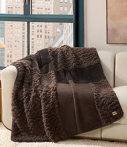 UGG Harlan Textured Patchwork Design Throw Blanket