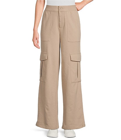 UGG Kaylee French Terry Knit Wide Leg Patch Pocket Cargo Pants