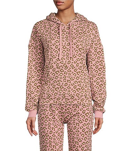 UGG® Kes Leopard Print Fleece Dolman Long Sleeve Lounge Hoodie