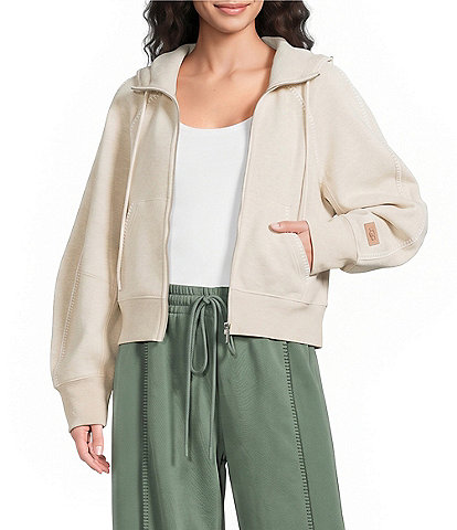 Ugg Long Sleeve Hooded Zip-Front Cotton Fleece Jacket