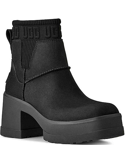 UGG Moxy Leather Platform Block Heel Chelsea Booties