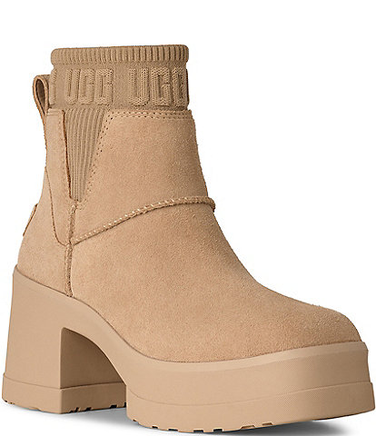 UGG Moxy Suede Platform Block Heel Chelsea Booties