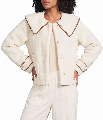 UGG Plush Fleece Peter Pan Collar Long Sleeve Jacket