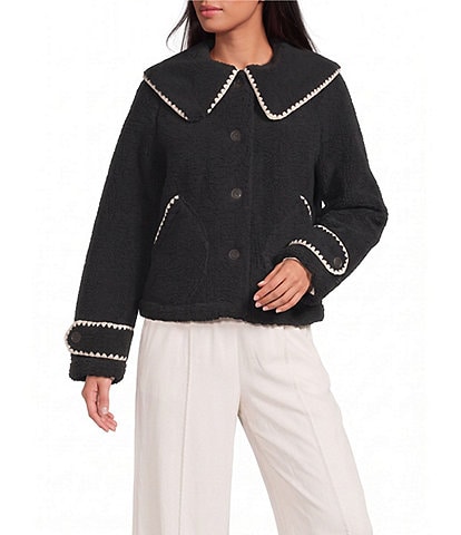 UGG Plush Fleece Peter Pan Collar Long Sleeve Jacket