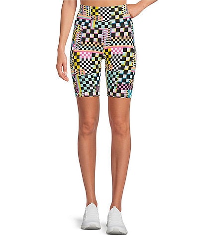 UGG® Rilynn Organic Cotton Checkered Print High Rise Coordinating Biker Shorts