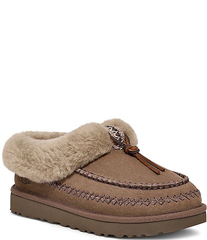 UGG Tasman Alpine Suede Fur Collar Slipper Clogs