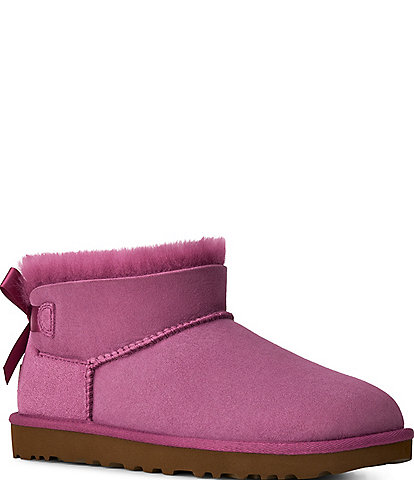 UGG Women's Ultra Mini Bailey Bow Suede Shearling Lined Booties