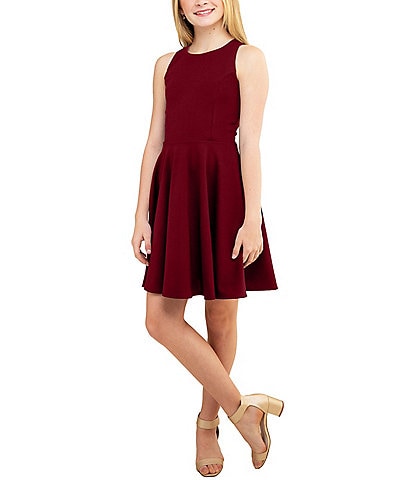 Un Deux Trois Little/Big Girls Racer-Back Textured Fit-And-Flare Dress