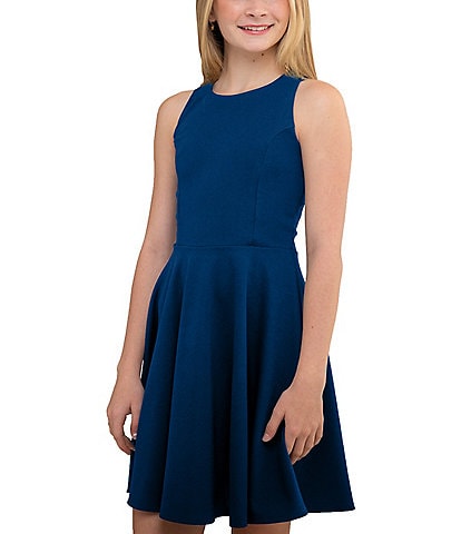 Un Deux Trois Little/Big Girls Racer-Back Textured Fit-And-Flare Dress