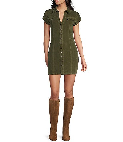 TOPSHOP Collared Long Sleeve Micro Mini Shirt Dress