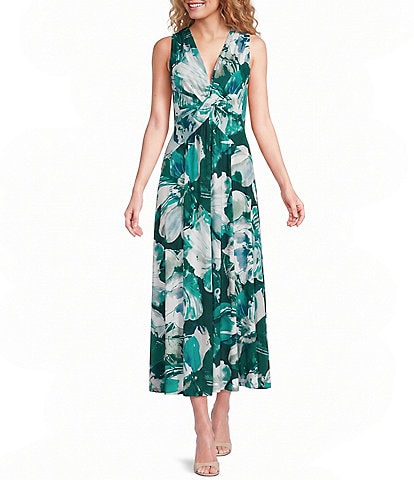 calvin klein floral halter dress Neck Print A Line Midi promo-message-field