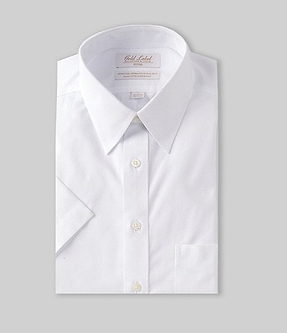 dillards gold label dress shirts review Roundtree Yorke Non-Iron Full-Fit Button Down Collar Short-Sleeve S, Mens, 17, White bust_36