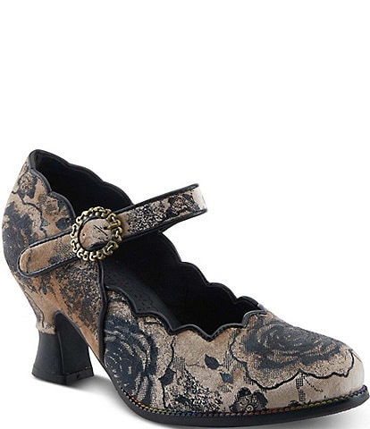L'ARTISTE Showy-Vivi Floral Print Dual Strap Mary Jane Pumps