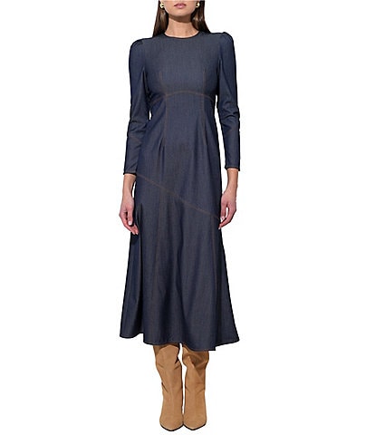 Adelyn Rae Short Sleeve Denim Midi Shirt Dress
