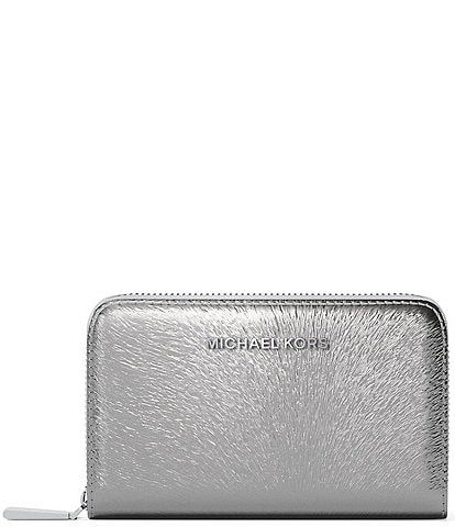 Michael Kors Jet Set Medium Metallic Flap Double Zip Wristlet