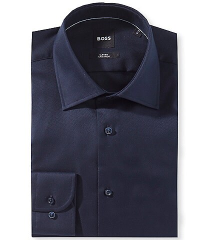 Hugo Boss Slim Fit Performance Spread Collar Solid Dress Shirt, Mens, 16.5 x 32/33, Black