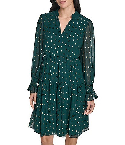 calvin klein green polka dot dress Short Sleeve Midi _okendo:syndication_key:CL136297079