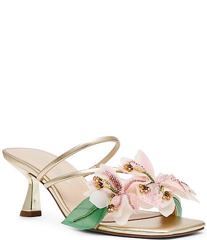 Blue by Betsey Johnson Kasie Beaded Floral Pearl Heel Dress Sandals