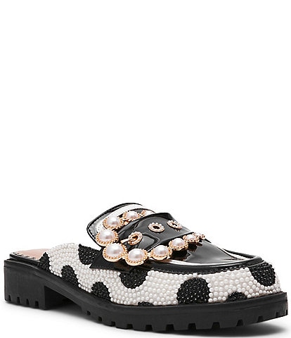 Azalea Wang Virgile Faux Pearl Western Buckle Hardware Mules