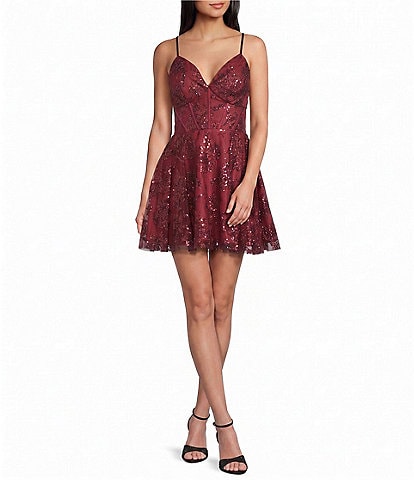 dillard's burgundy dress Honey and Rosie Square Neck Double Layer Skirt Ruffle Detail Sequin Embroidery Lace Mesh dillards wedding guest dresses Cheesy Hash Brown Potato occasion:night-out Size:EU 38 - US 6