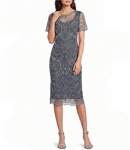 pisarro nights 3 4 sleeve beaded dress Short 3/4 Mesh Gown Gowns Intricate beading embellishes halter neck asymmetric bodycon dress for wedding guests Sexy Short Yellow Summer US Size - Made To Order:14
